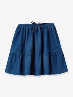 Jupe volantée fille en denim light  - vertbaudet enfant