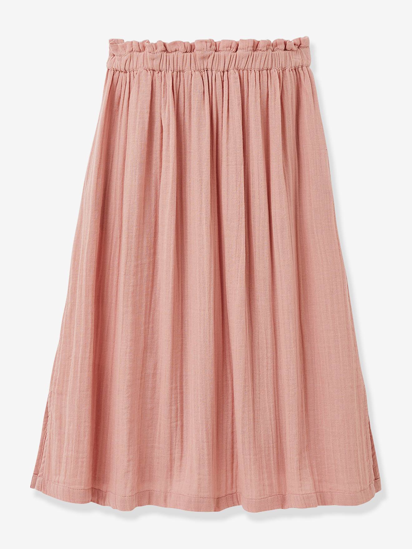 Jupe Longue Fille En Gaze De Coton Bio Cyrillus Bois De Rose