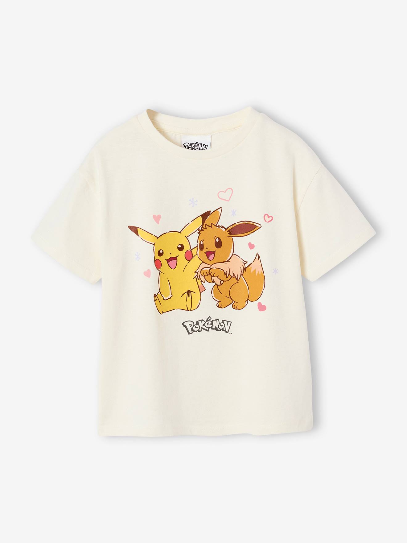 T-Shirt Pokémon® Pikachu et Evoli fille écru