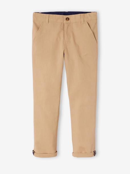 Pantalon garçon cérémonie chino en coton/lin beige+beige clair+bleu+marine foncé+vert sauge 3 - vertbaudet enfant 