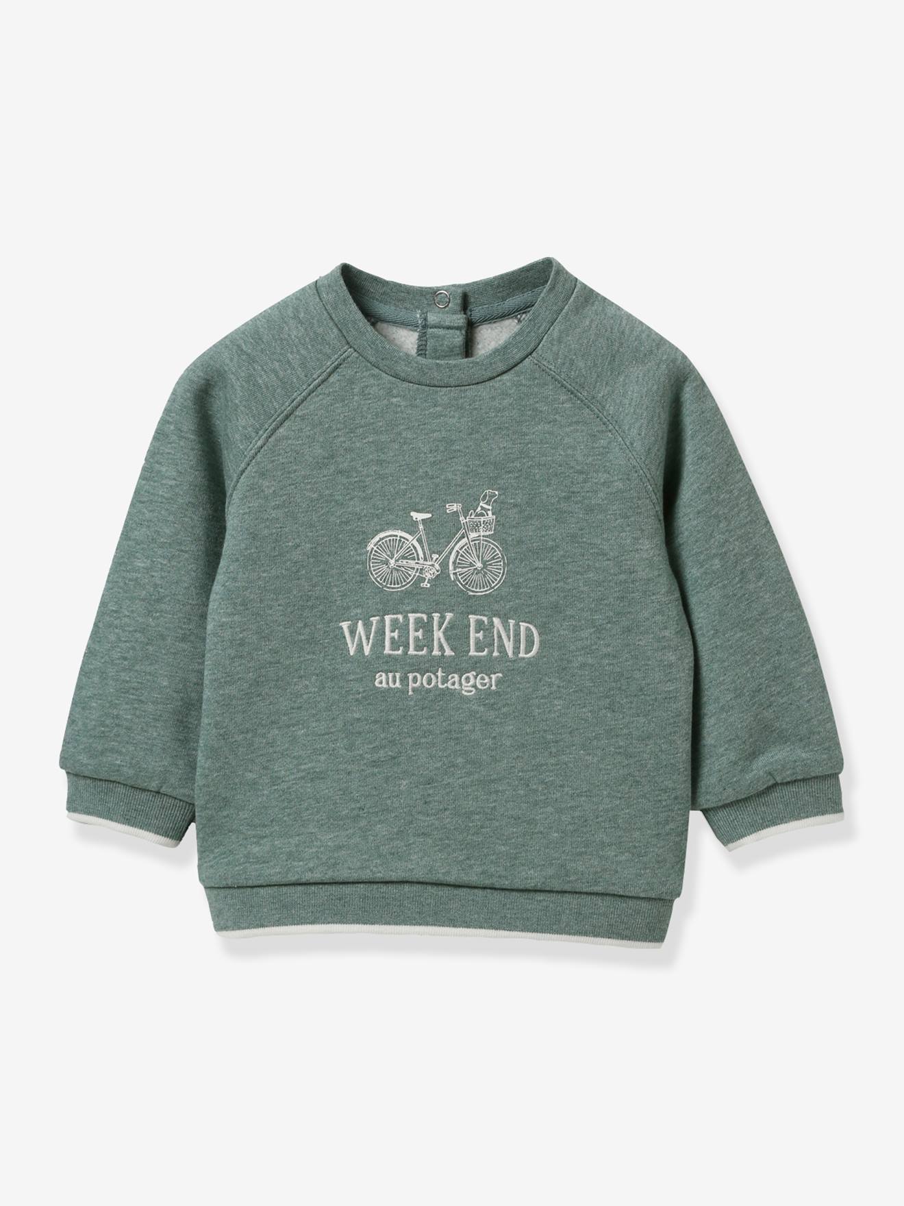 Sweat brodé bébé - coton bio - CYRILLUS vert d'eau