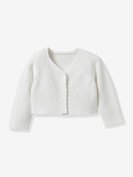 Bébé-Cardigan court fille - coton biologique- collection fêtes et mariages