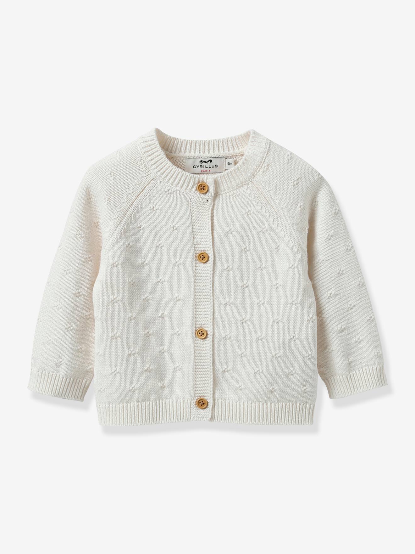 Cardigan Maille Ajourée Bébé - Coton Bio - Cyrillus Rose Pâle