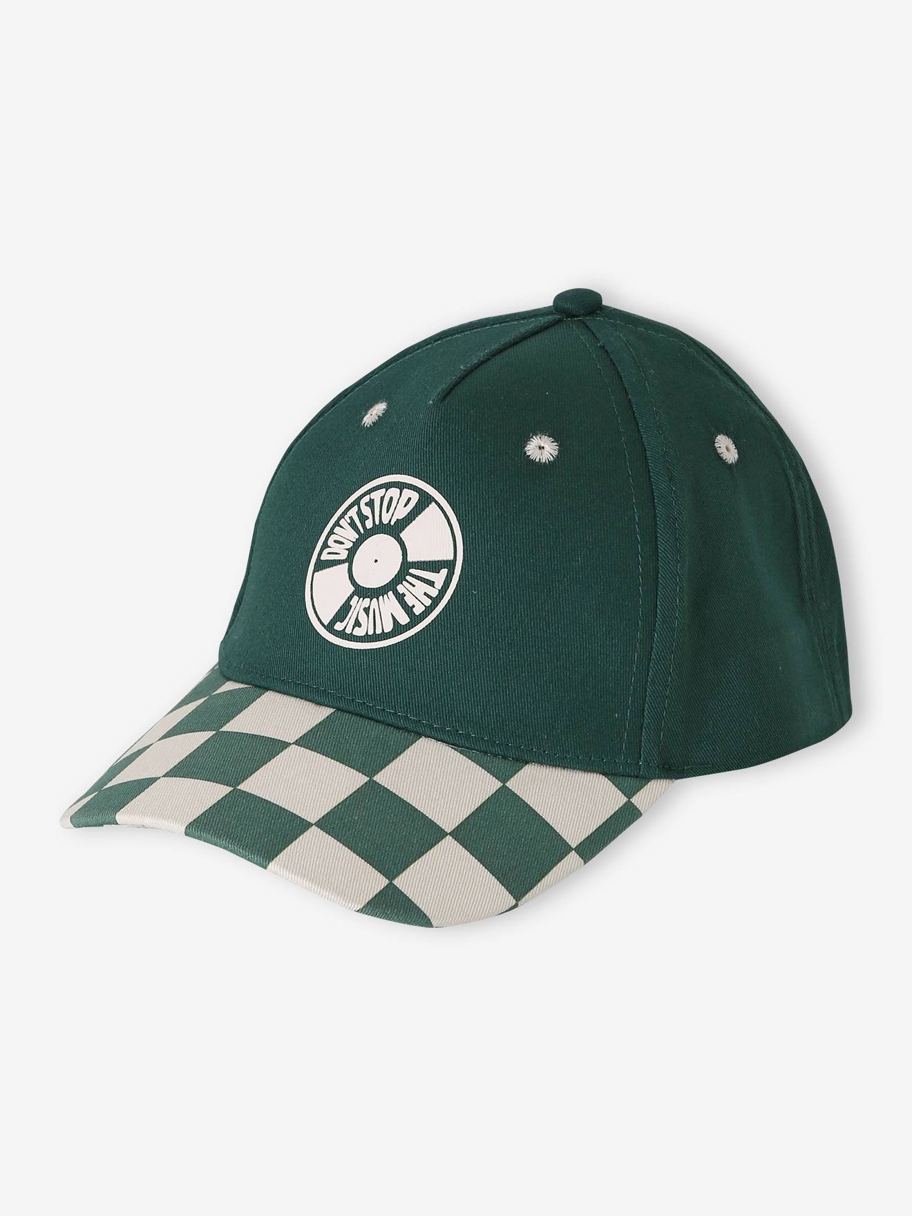 Casquette damier garçon vert d'eau