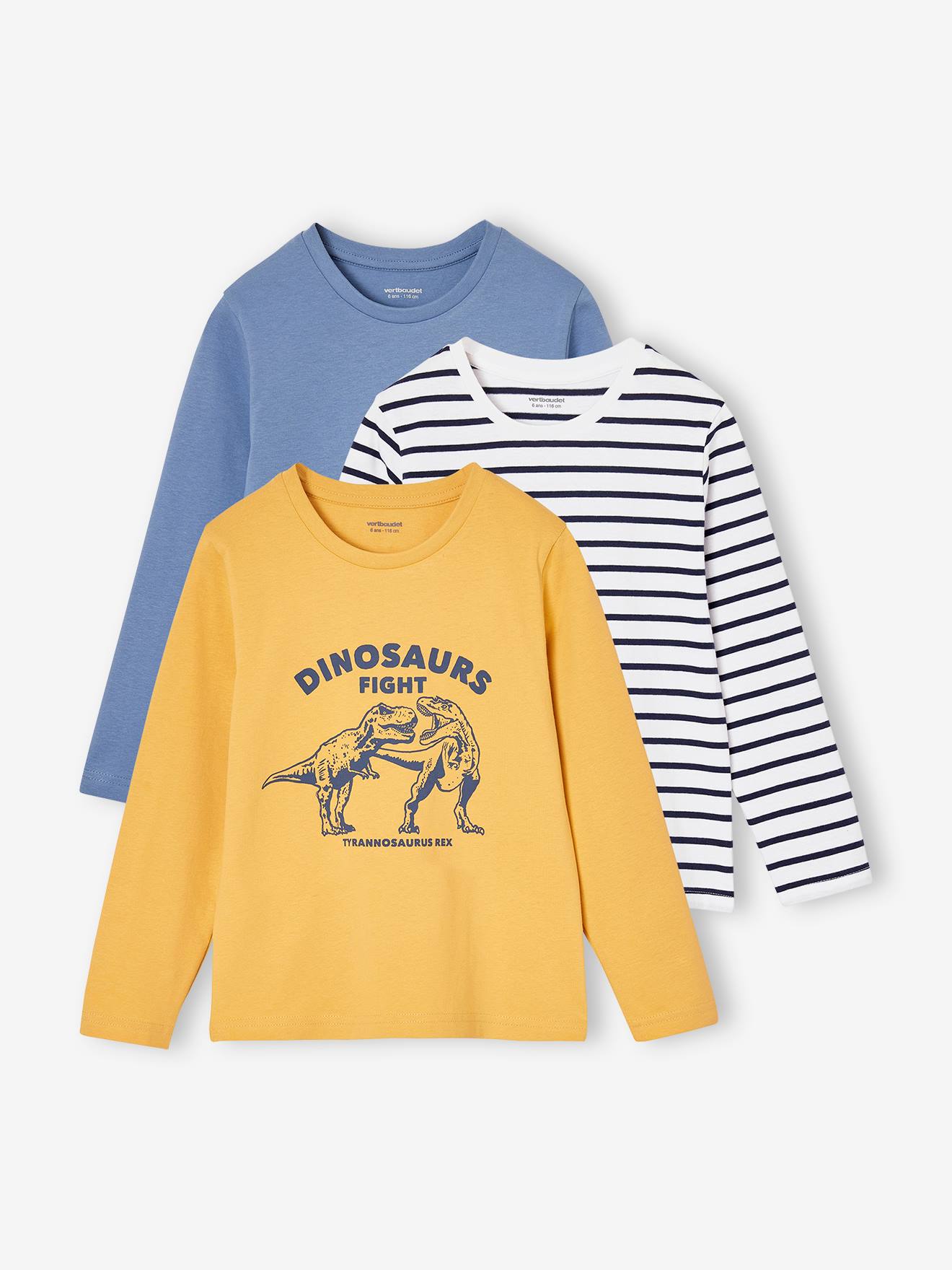 Lot de 3 T-shirts garçon manches longues jaune