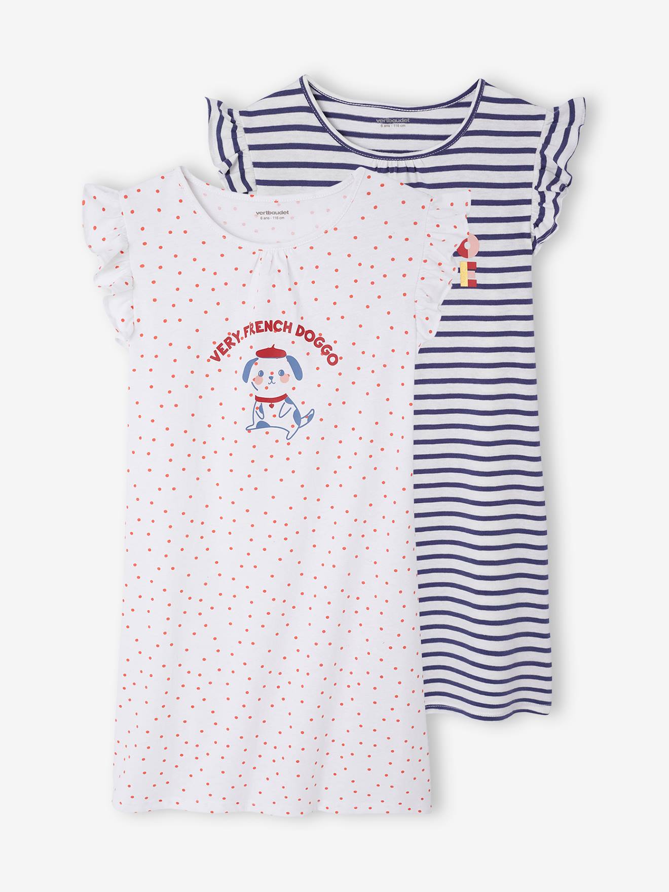 Lot de 2 chemise de nuit fille marine
