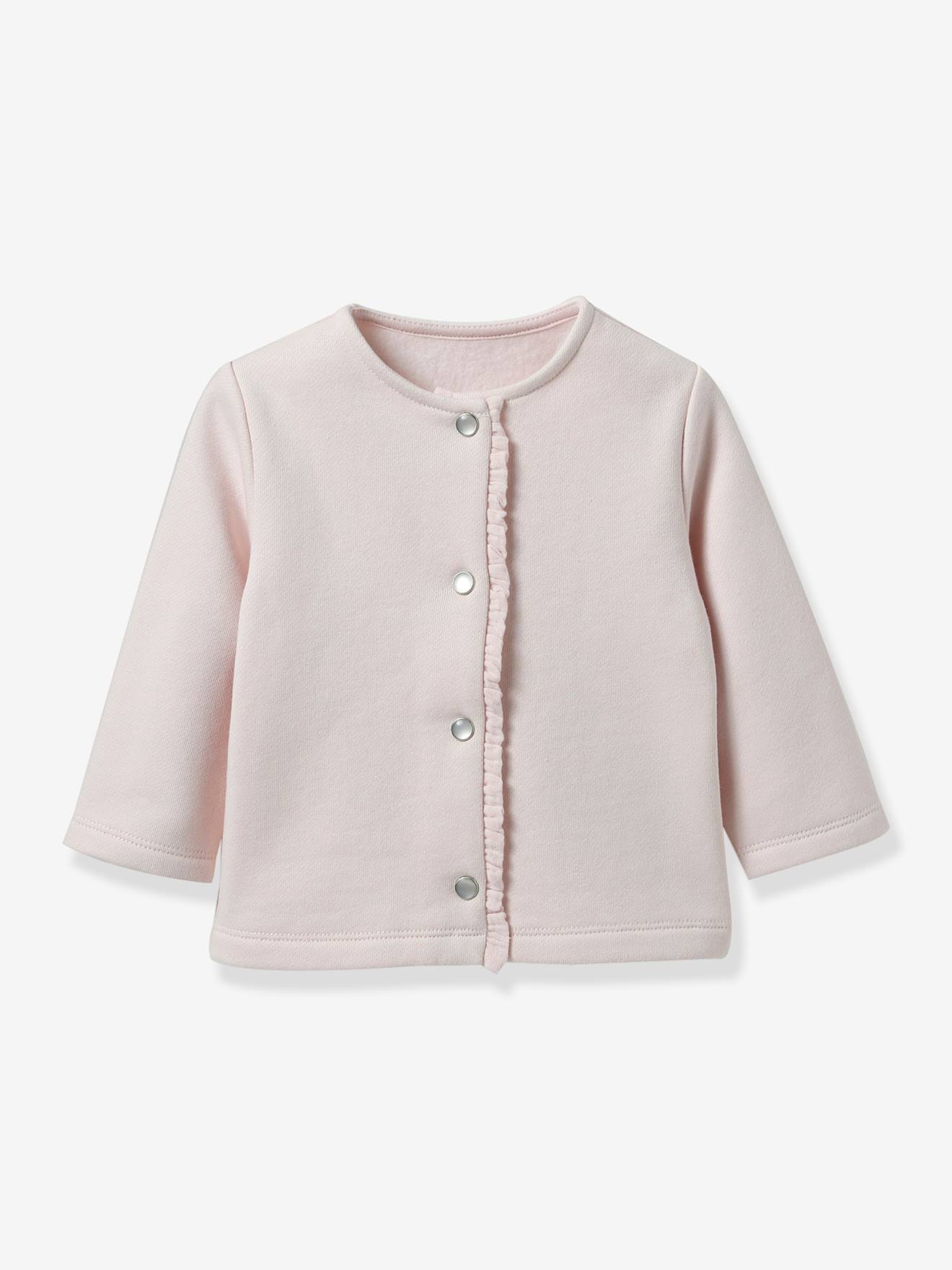 Cardigan en molleton bébé - Coton biologique rose pâle Cardigan en molleton bébé - Coton biologique rose pâle