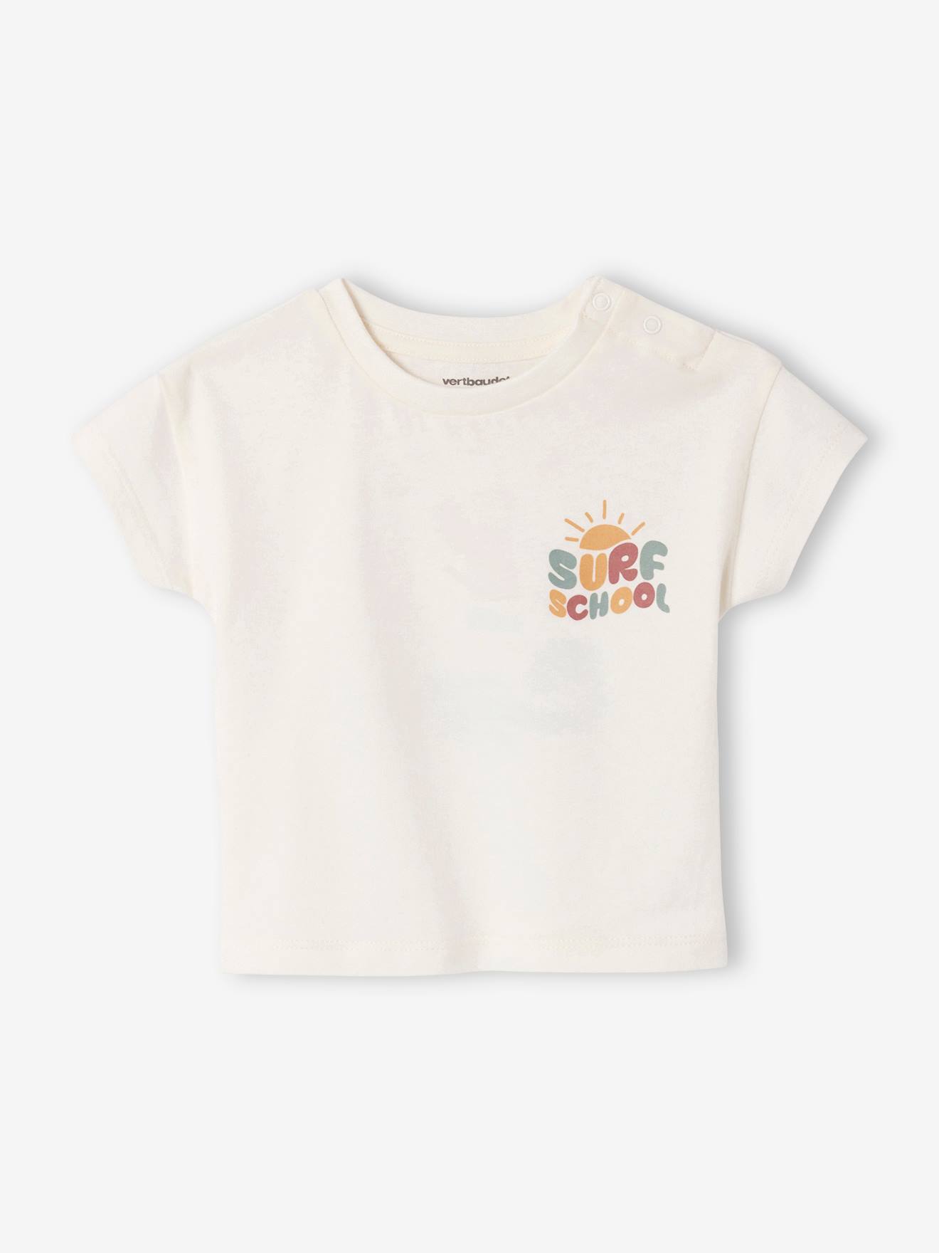 T-shirt grand motif dos bébé pressions épaule blanc