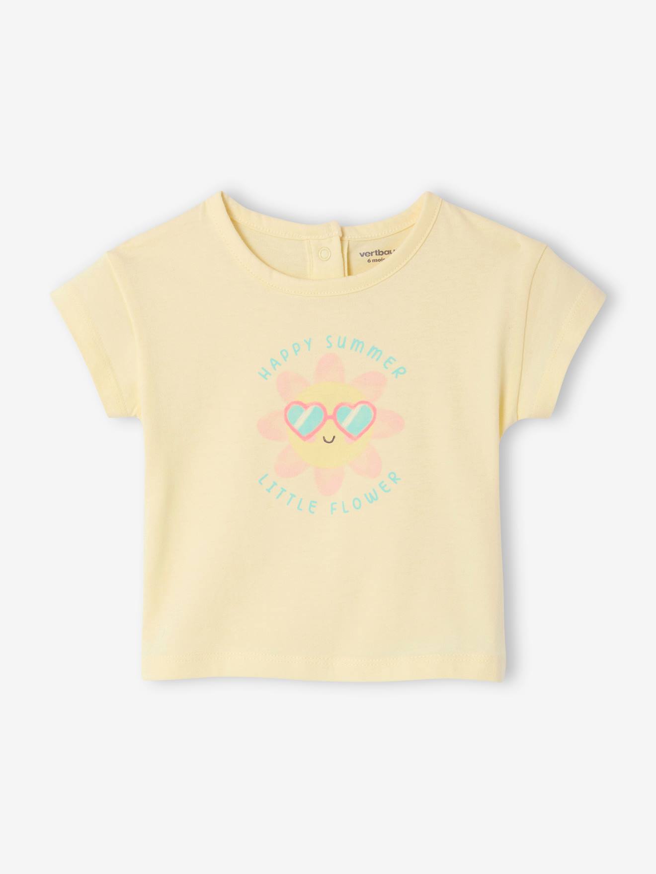 T-Shirt bébé à motif en coton bio jaune pastel