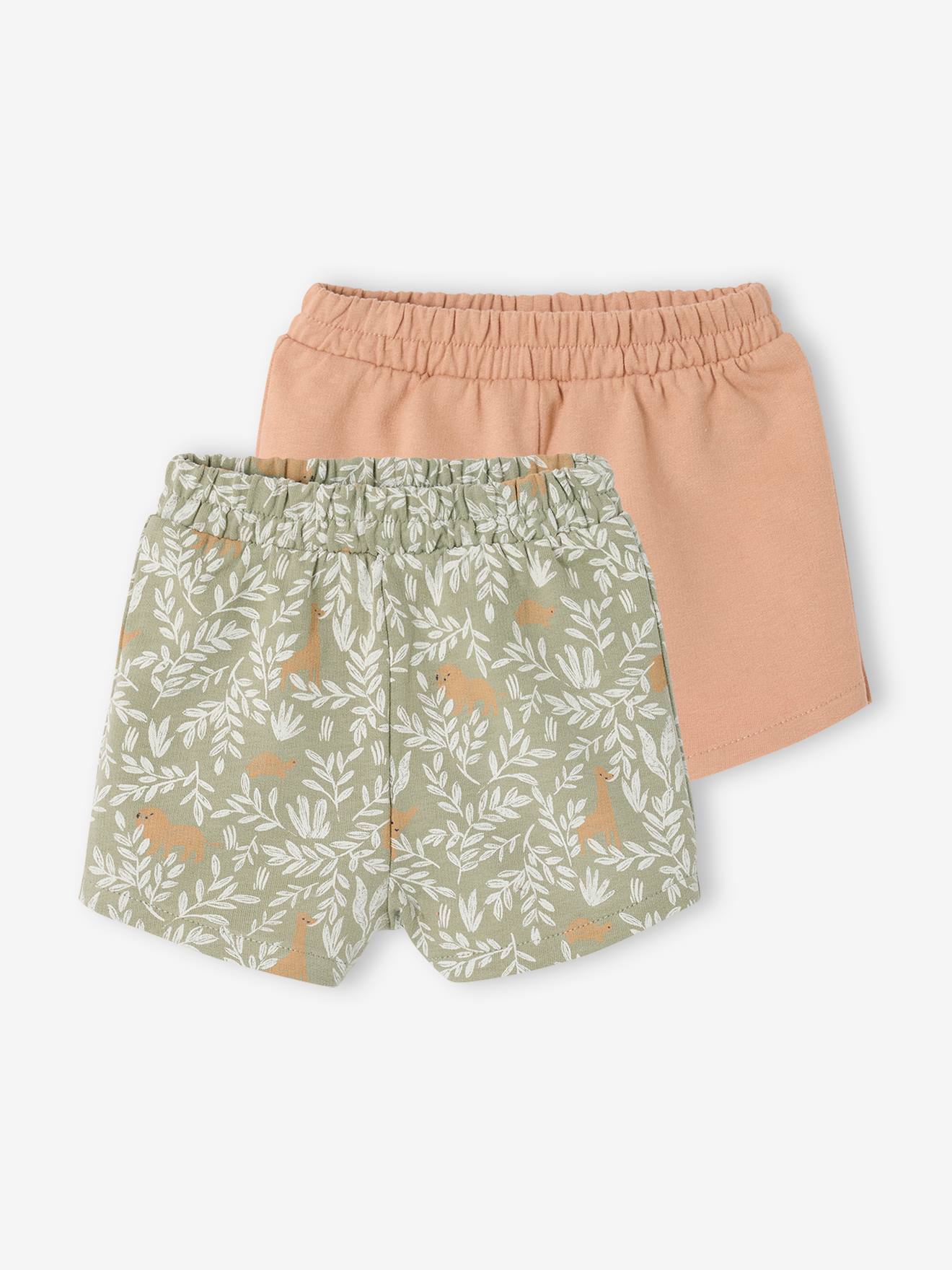 Lot de 2 Shorts naissance en molleton léger argile