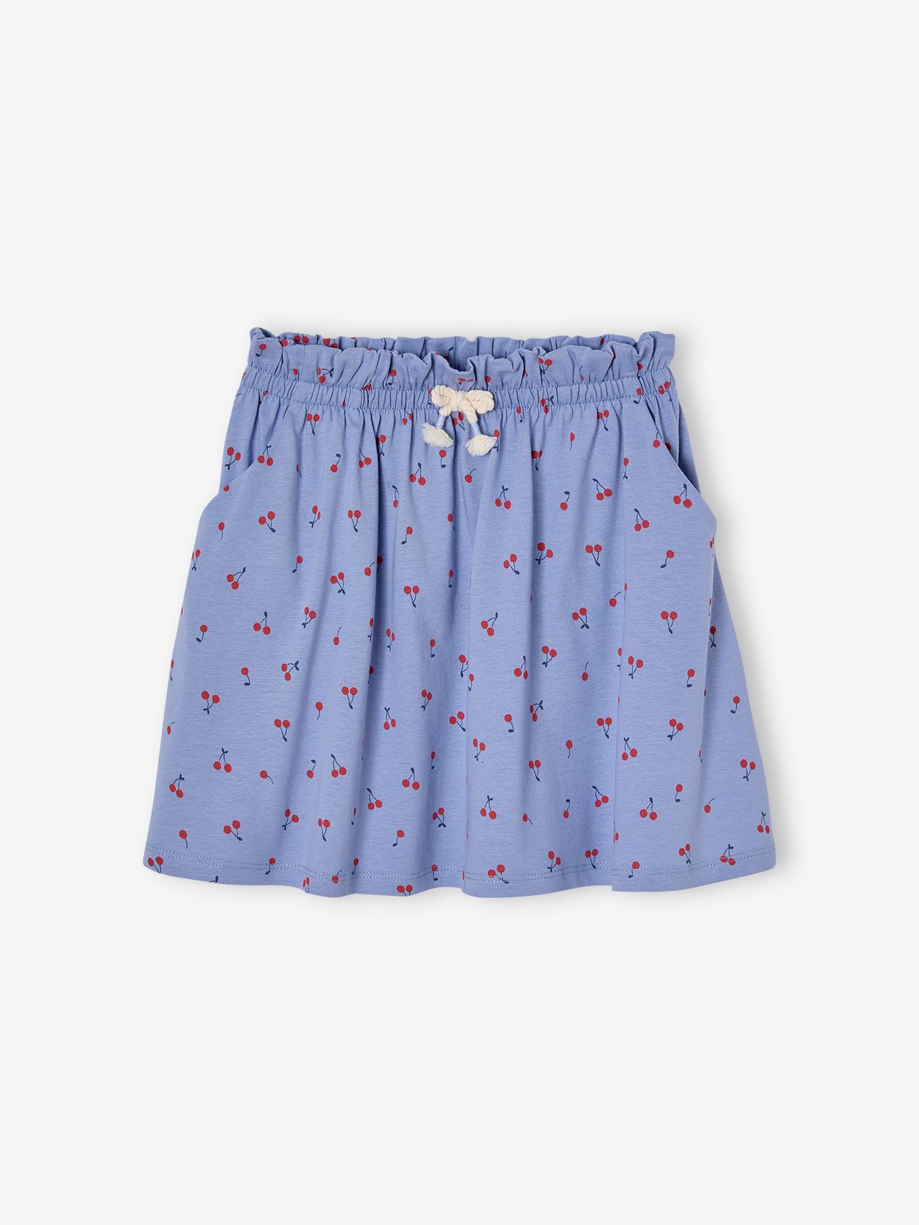 Jupe tournante imprimée fille bleu chambray
