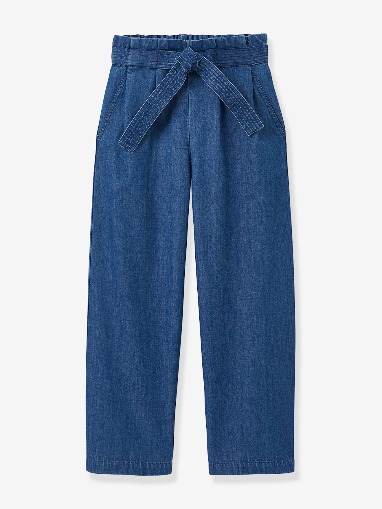Pantalon Large Fille En Denim Light Stone