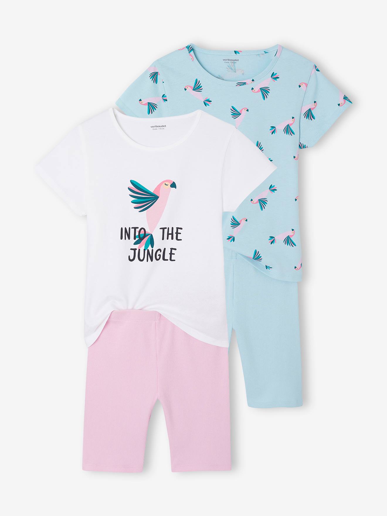 Lot de 2 pyjamas cyclistes fille turquoise