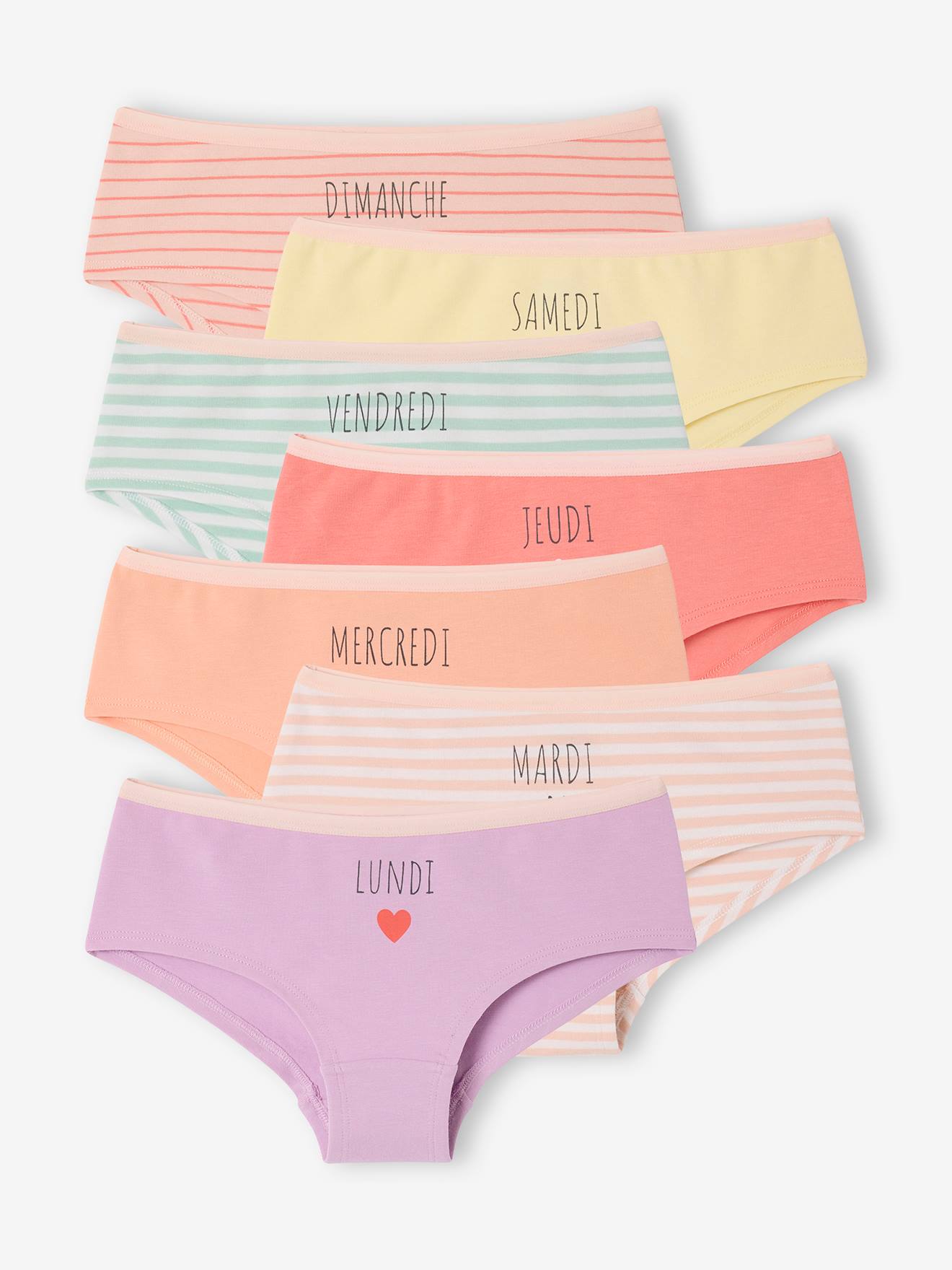 Lot 7 shorties semainier fille rose