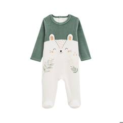 -Pyjama bébé en velours Merlin - PETIT BEGUIN - Garçon - Kaki - Vert