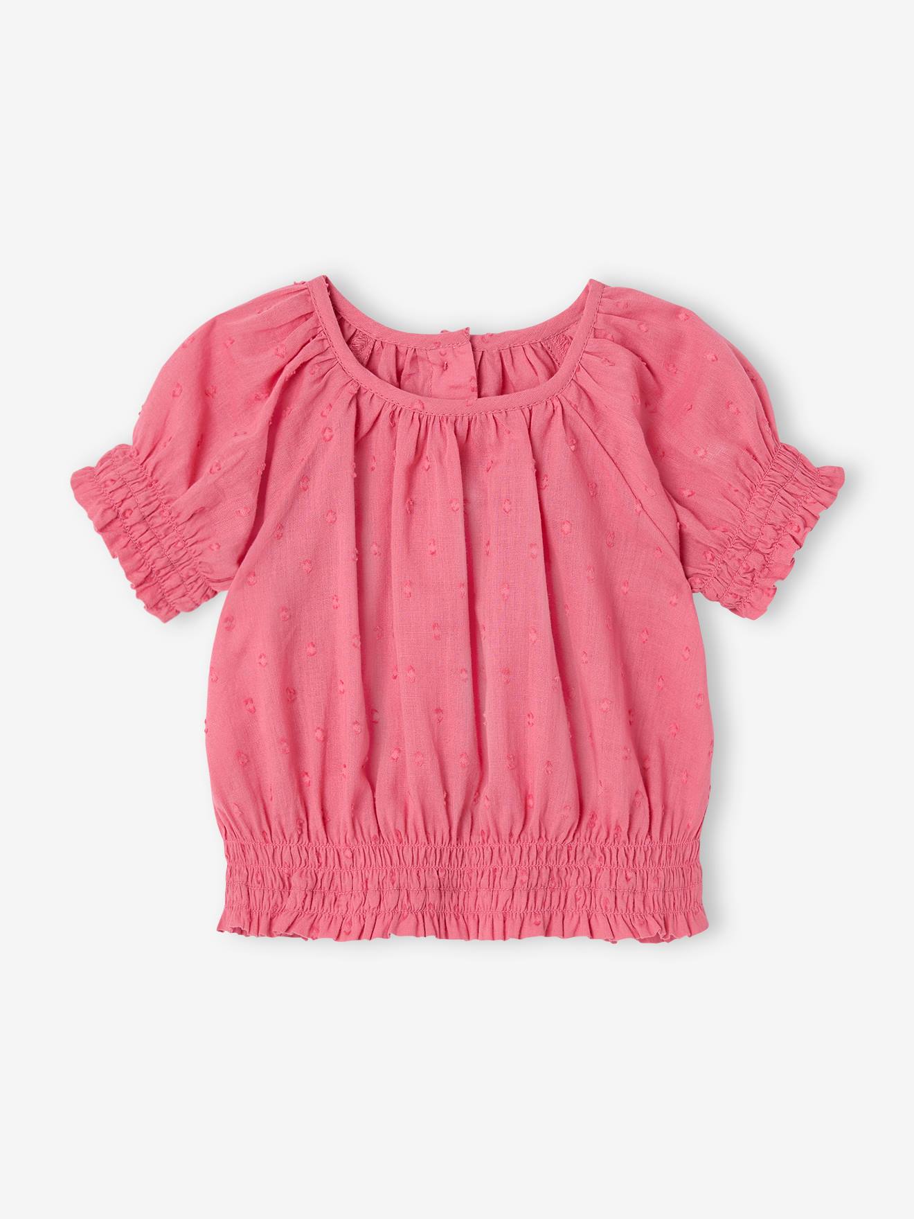 Blouse à plumetis bébé fraise