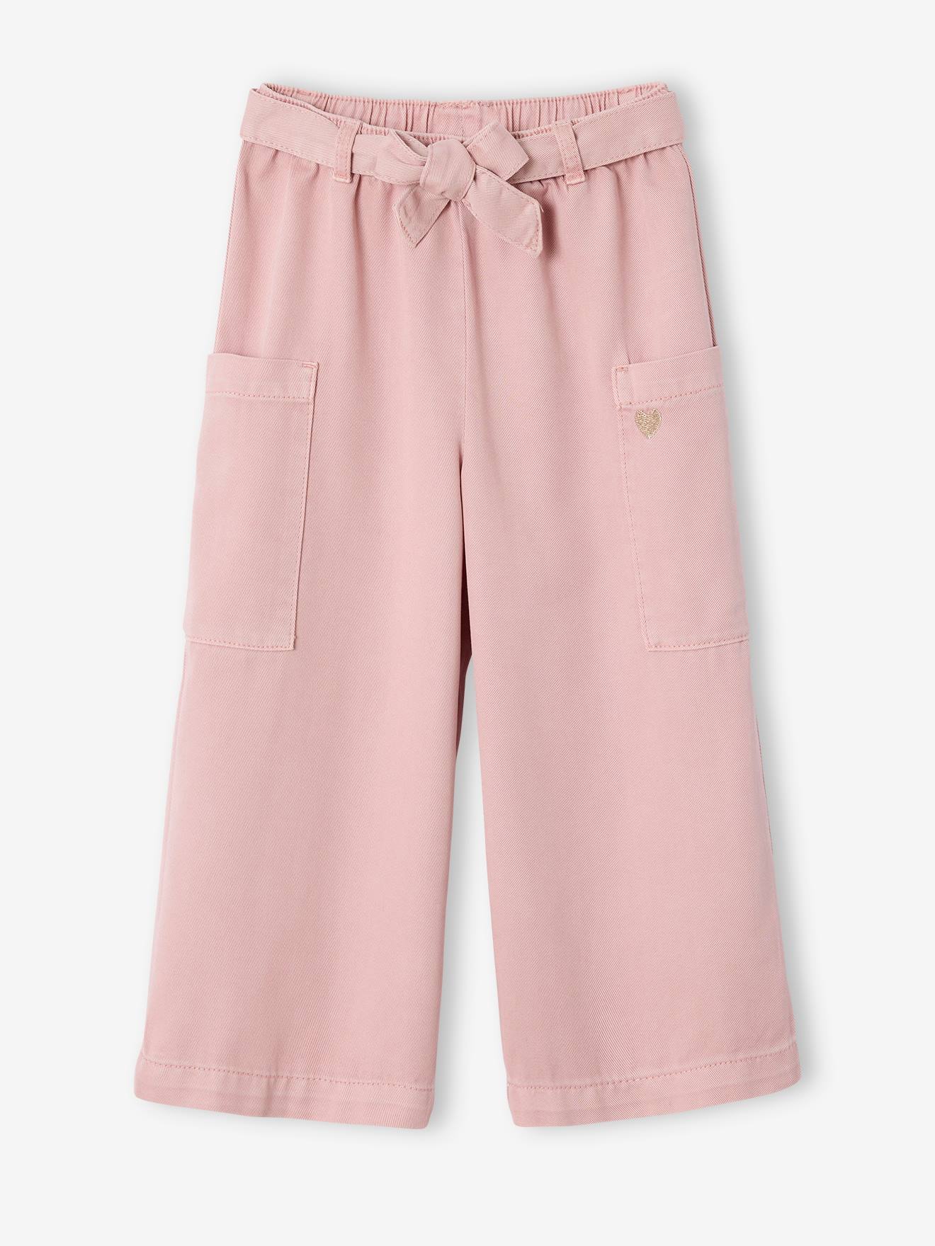 Pantacourt large en Tencel® fille rose