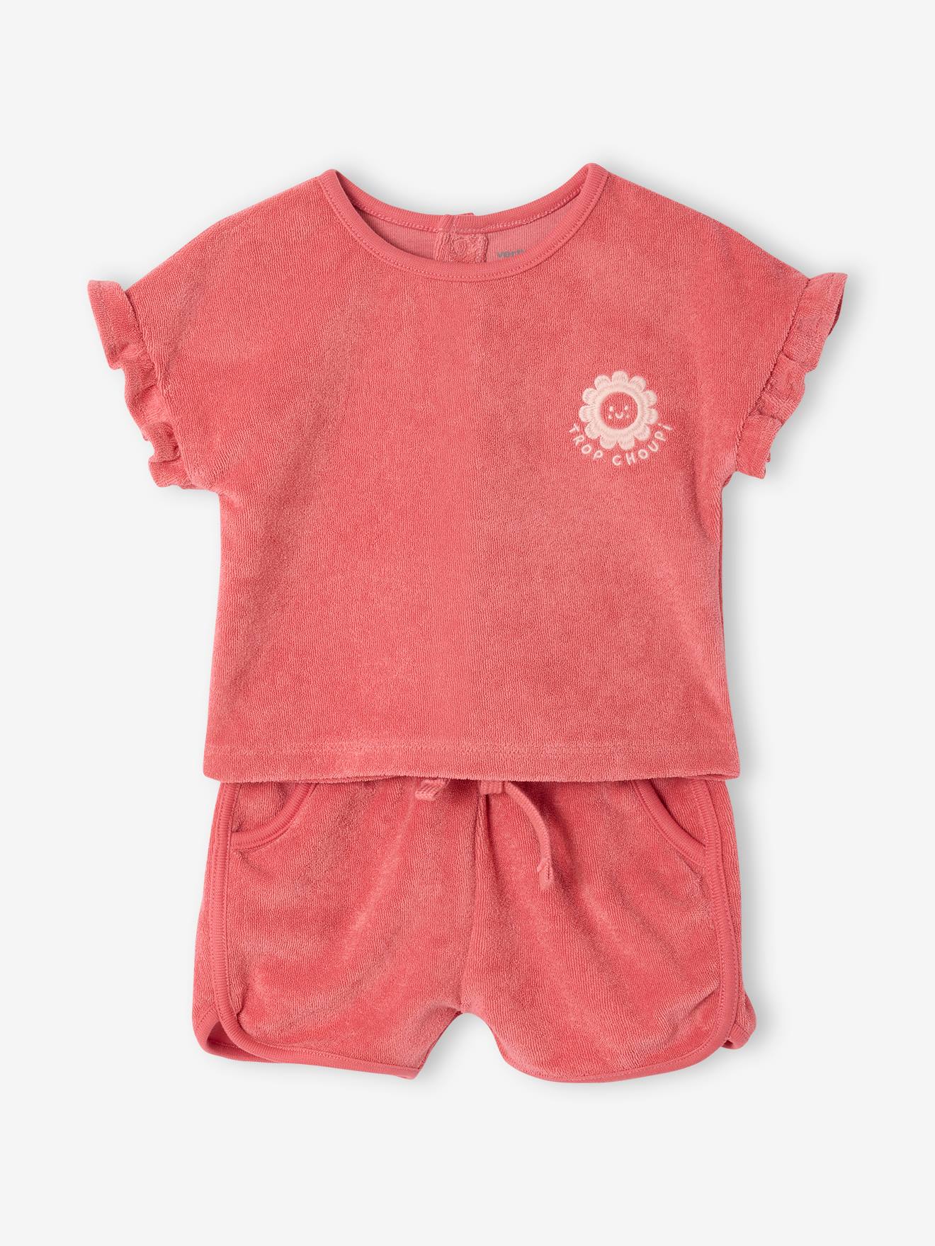 Ensemble bébé t-shirt + short en éponge fraise