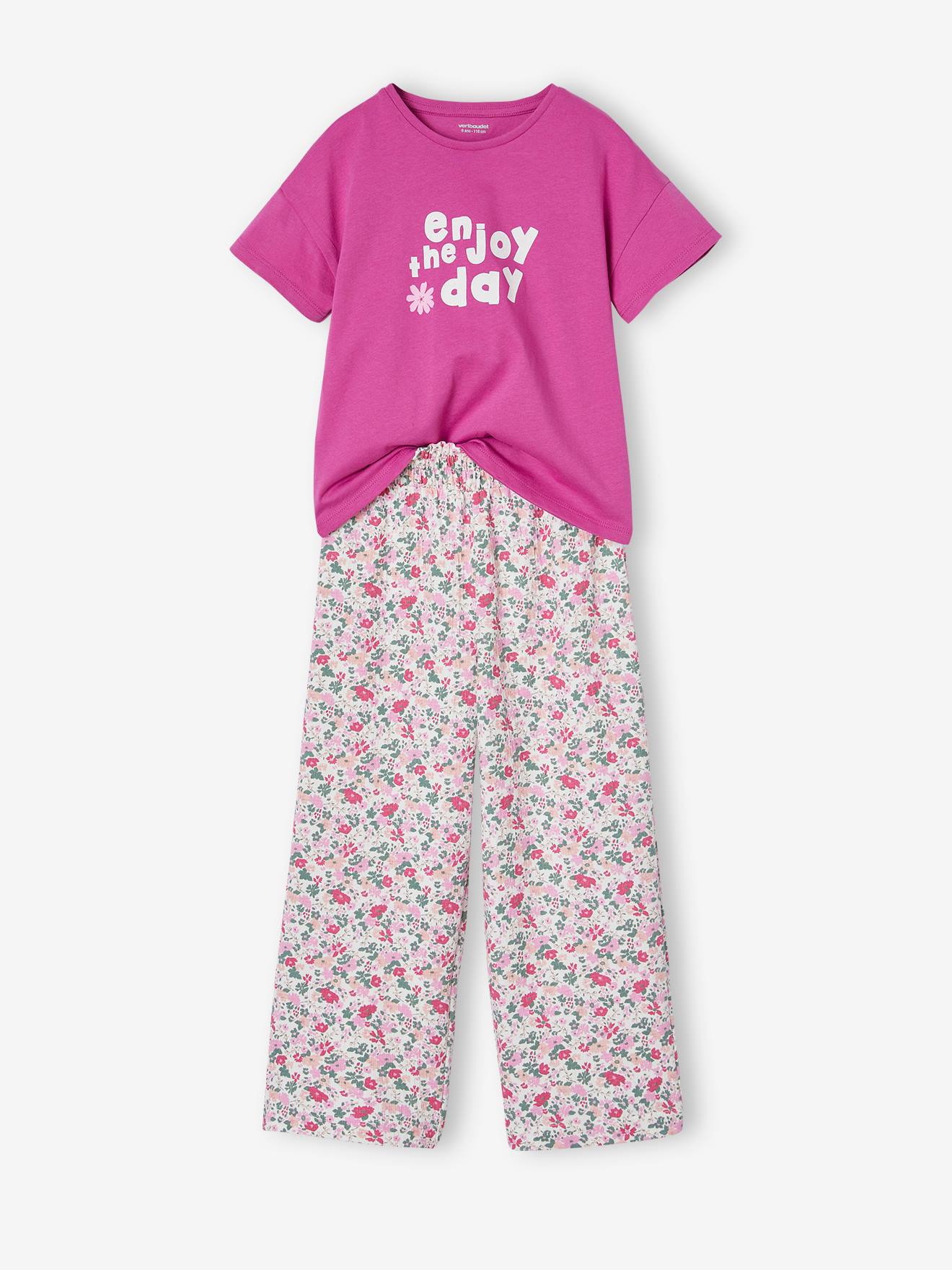 Ensemble T-shirt + pantalon large fille violet