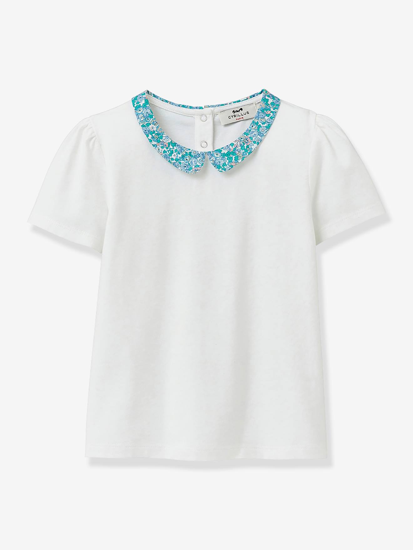 T-shirt col Claudine en tissu Liberty coton bio écru