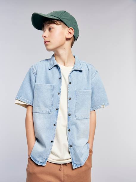 Garçon-Chemise-Chemise denim léger manches courtes garçon