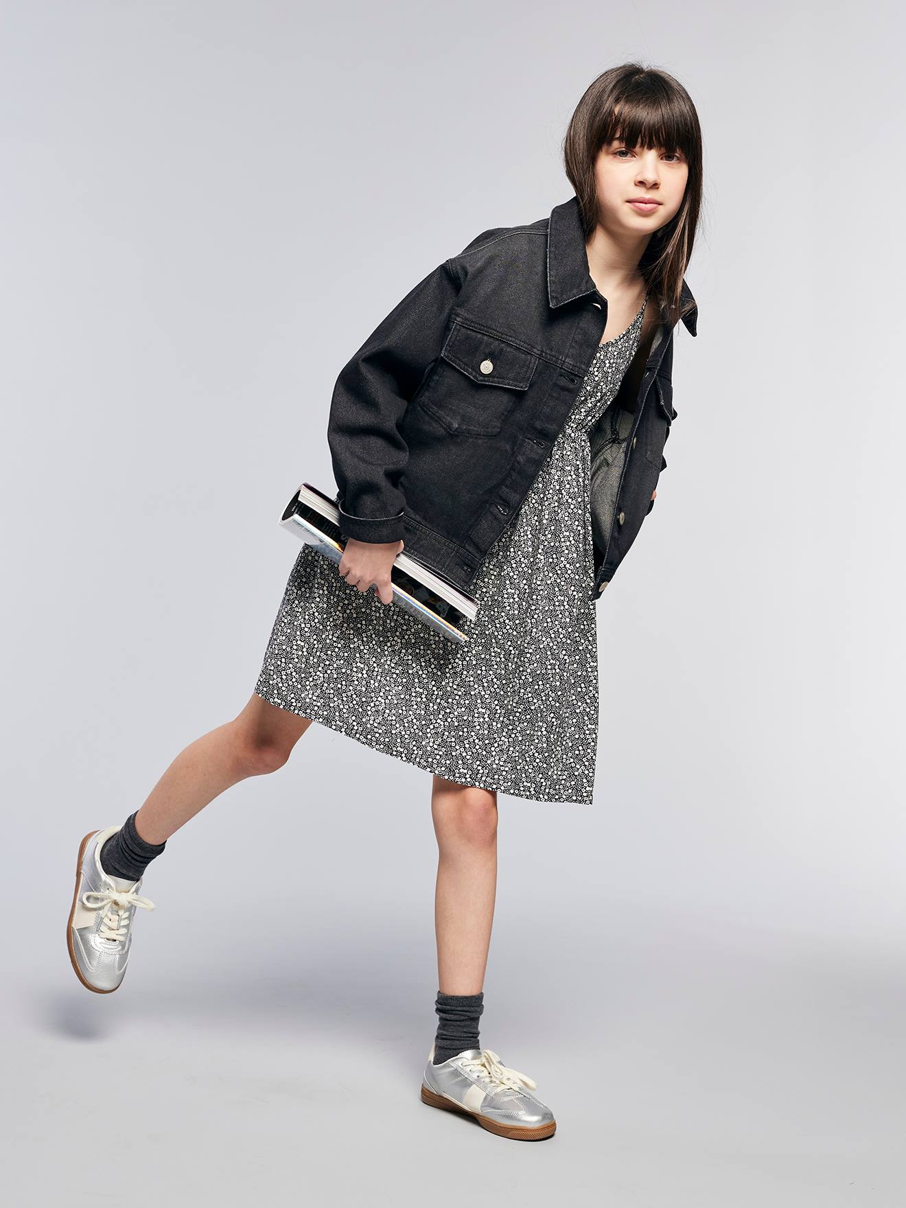 Veste en jean oversize JONEN fille denim gris