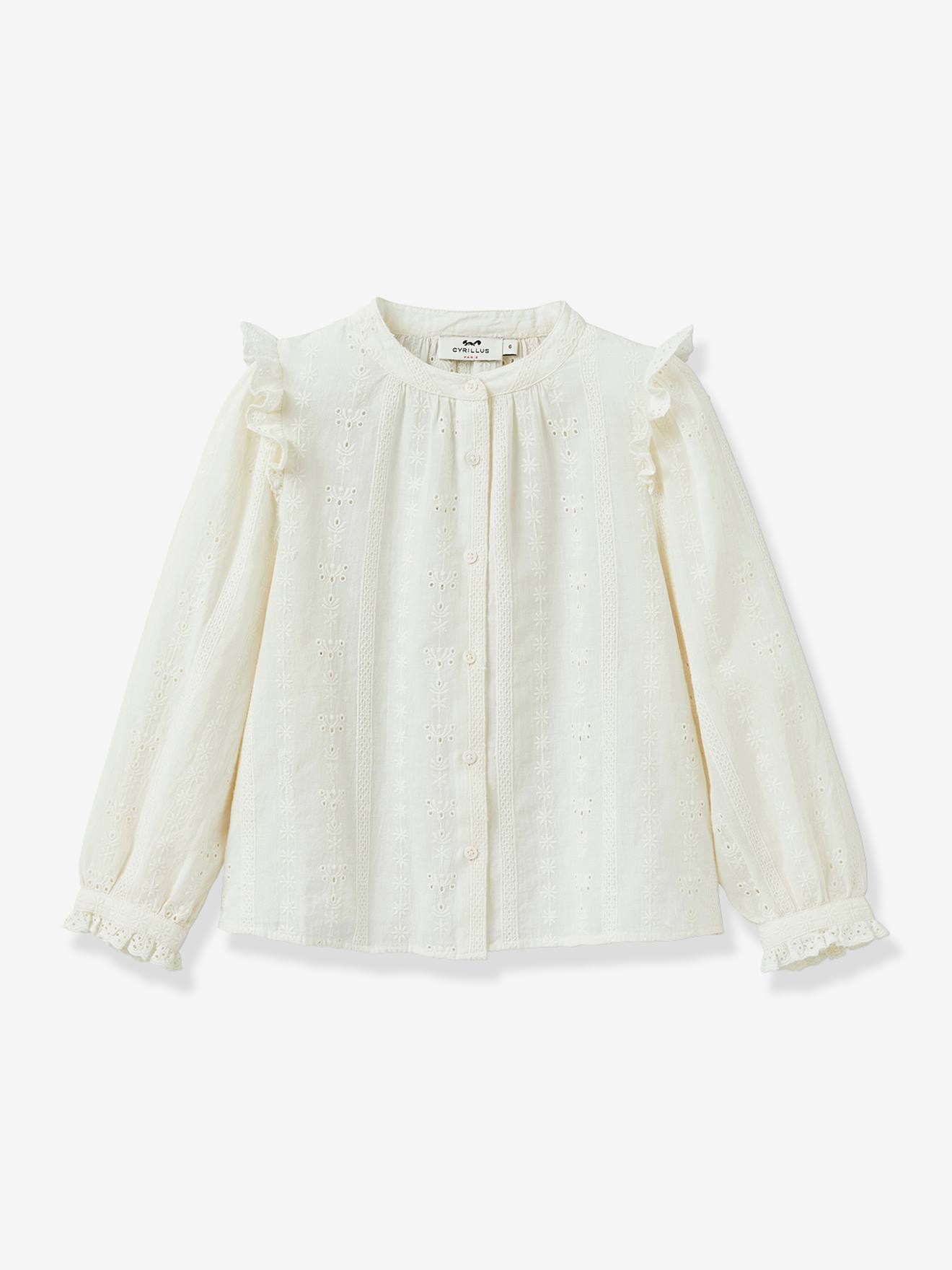Chemise fille brodée CYRILLUS écru