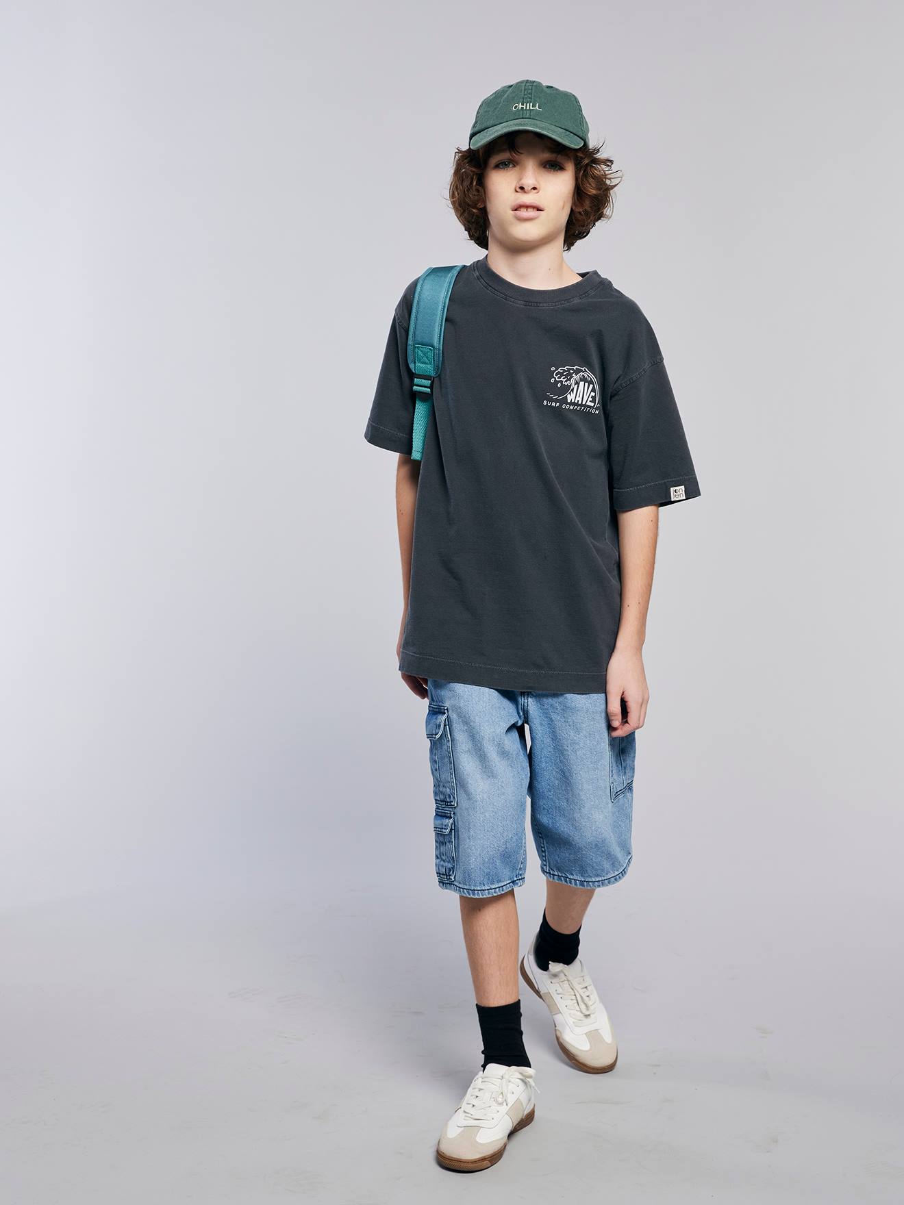Bermuda skateur denim bleached