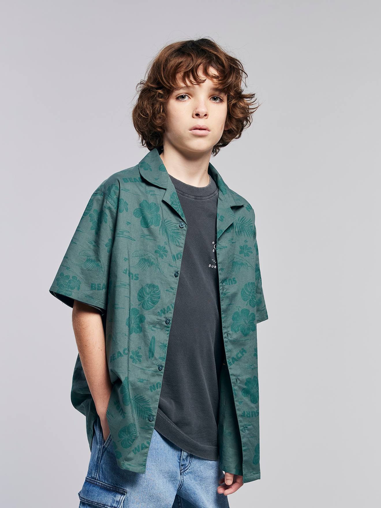 Chemise Hawa en popeline garon vert deau 11 €
