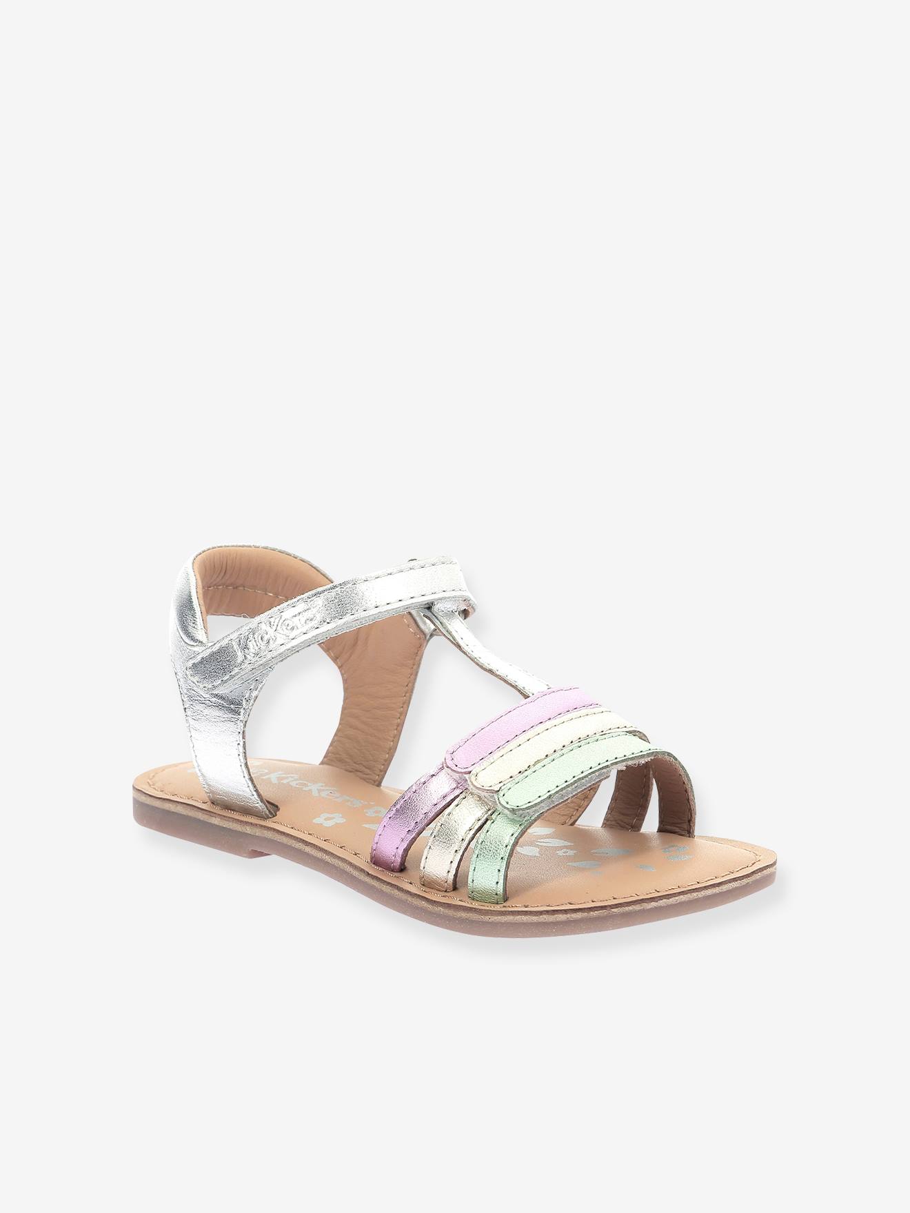 Sandales Cuir Enfant Diamanto Kickers® Argent