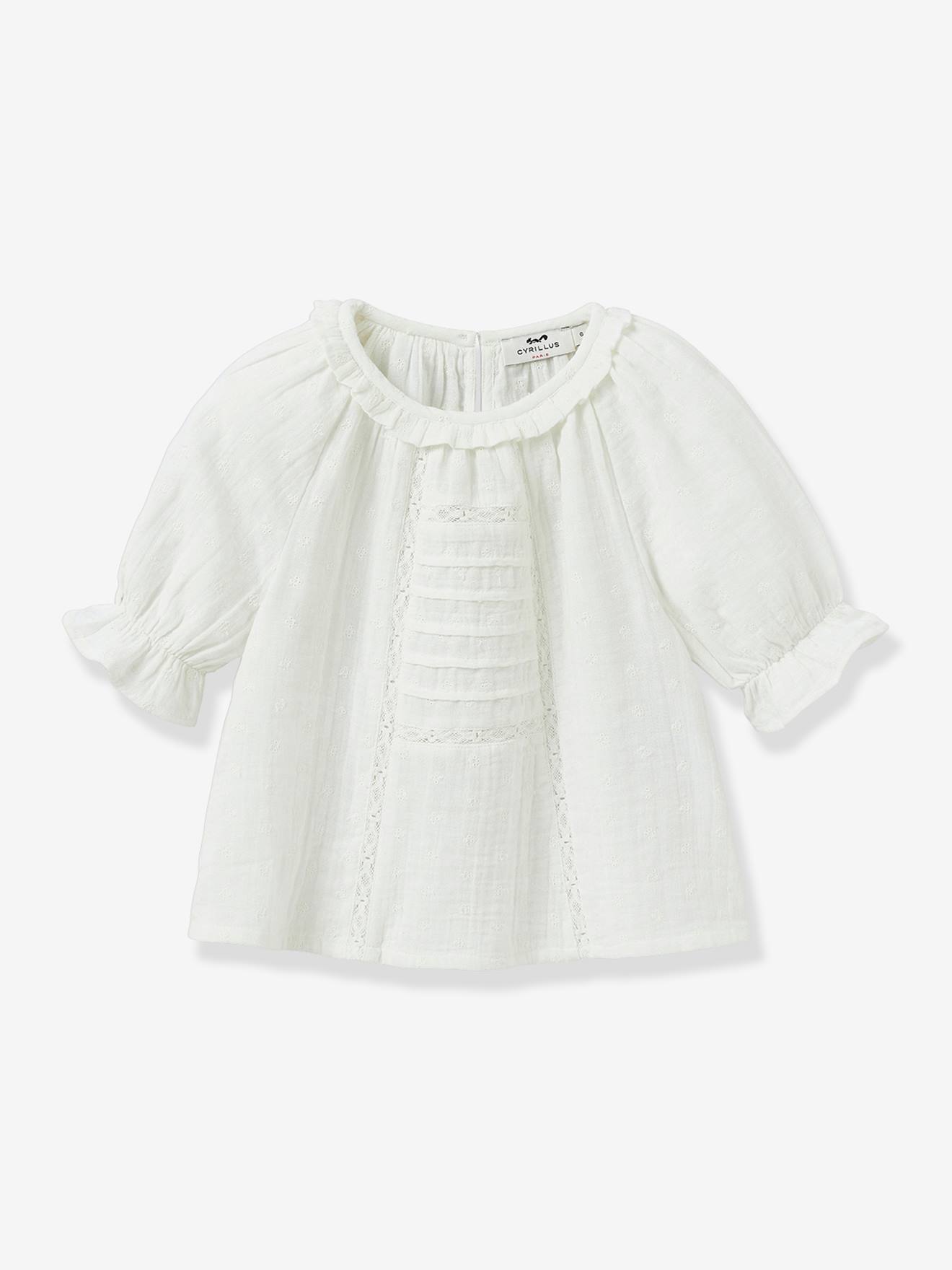 Blouse broderie anglaise en gaze de coton cru 23 €