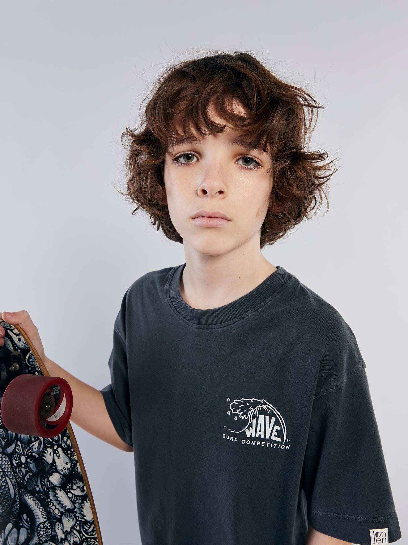 T-shirt motif devant/dos effet délavé JONEN anthracite