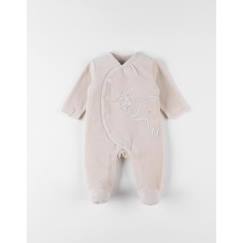 -Pyjama en velours côtelé - MARQUE - Imprimé éléphant - Élastique aux chevilles - Anti-dérapants - Attache doudou