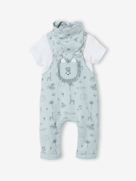 Bébé-Salopette, combinaison-Ensemble 3 pièces naissance salopette + body + foulard