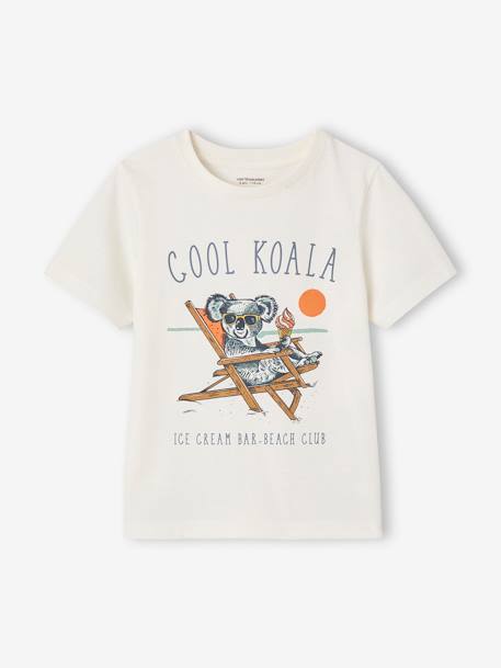 T-shirt animal ludique garçon blanc imprimé+terracotta 1 - vertbaudet enfant 