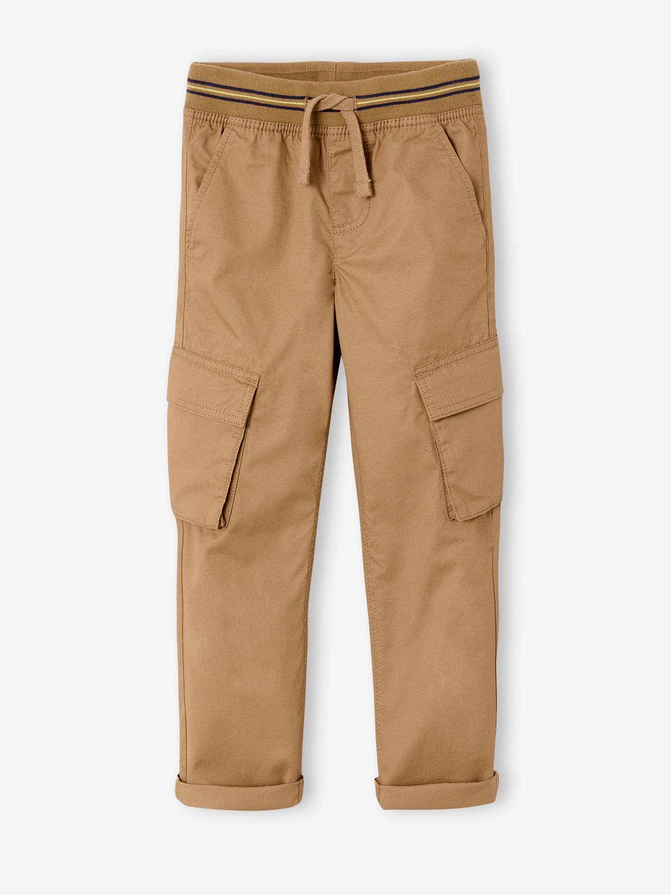Pantalon cargo droit MorphologiK garçon tour de hanches fin sable