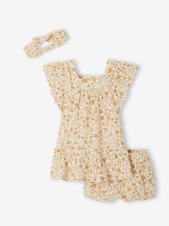 -Coffret cadeau robe + bloomer + bandeau bébé