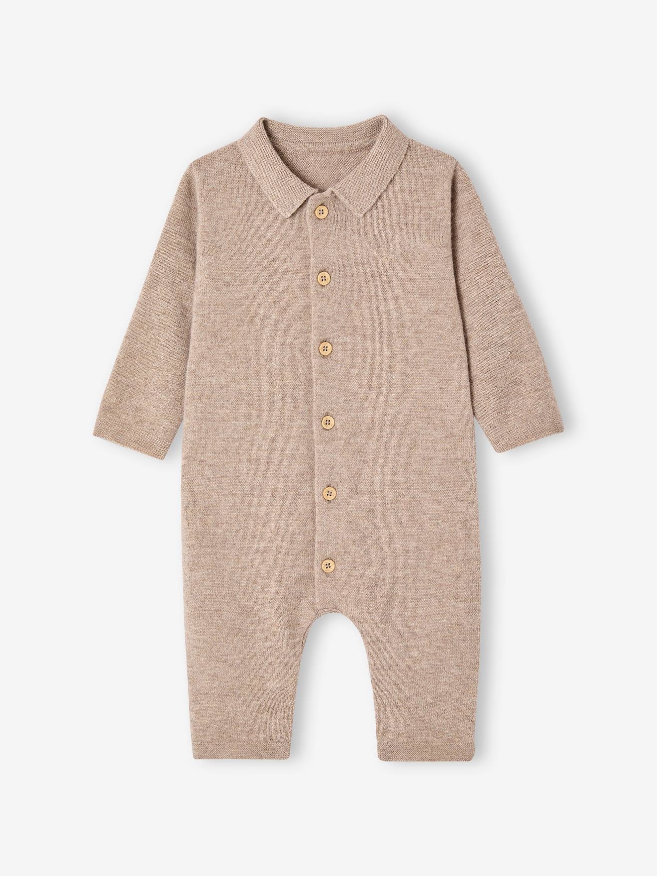 Combinaison en laine et cachemire bébé ENVIE DE FRAISE beige chiné