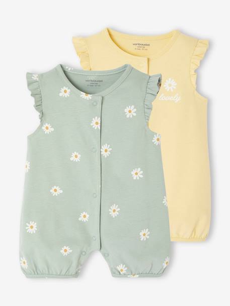Bébé-Salopette, combinaison-Lot de 2 combishorts de nuit bébé fleuris