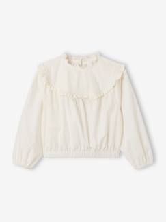 Blouse bi- matière fille détails en broderie anglaise  - vertbaudet enfant
