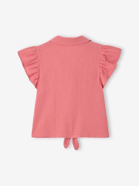 Blouse à nouette en gaze de coton fille tomette+vanille 2 - vertbaudet enfant 