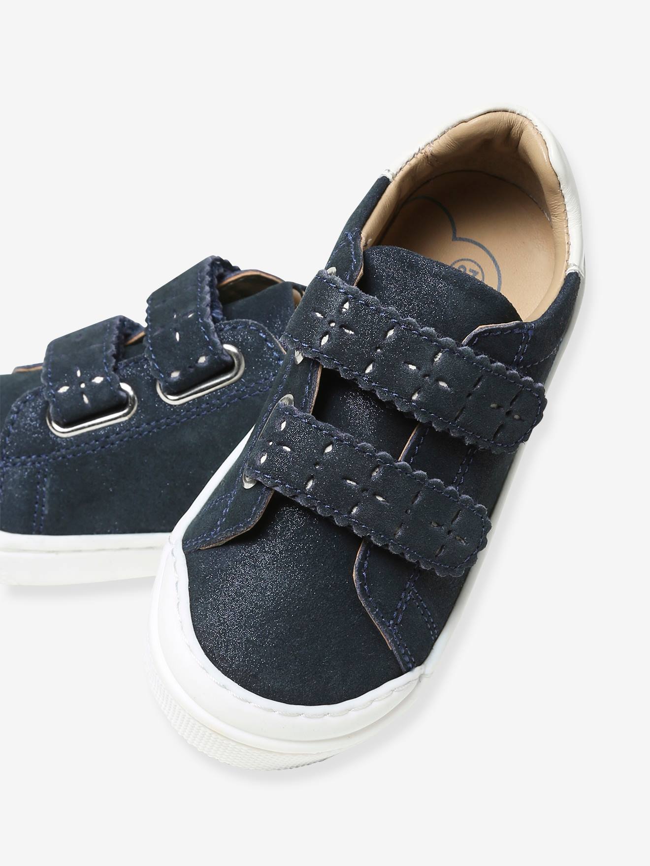 Baskets scratchées cuir fille collection maternelle marine