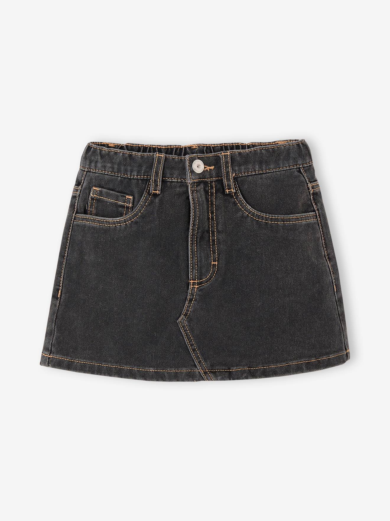 Jupe short en jean Fille anthracite