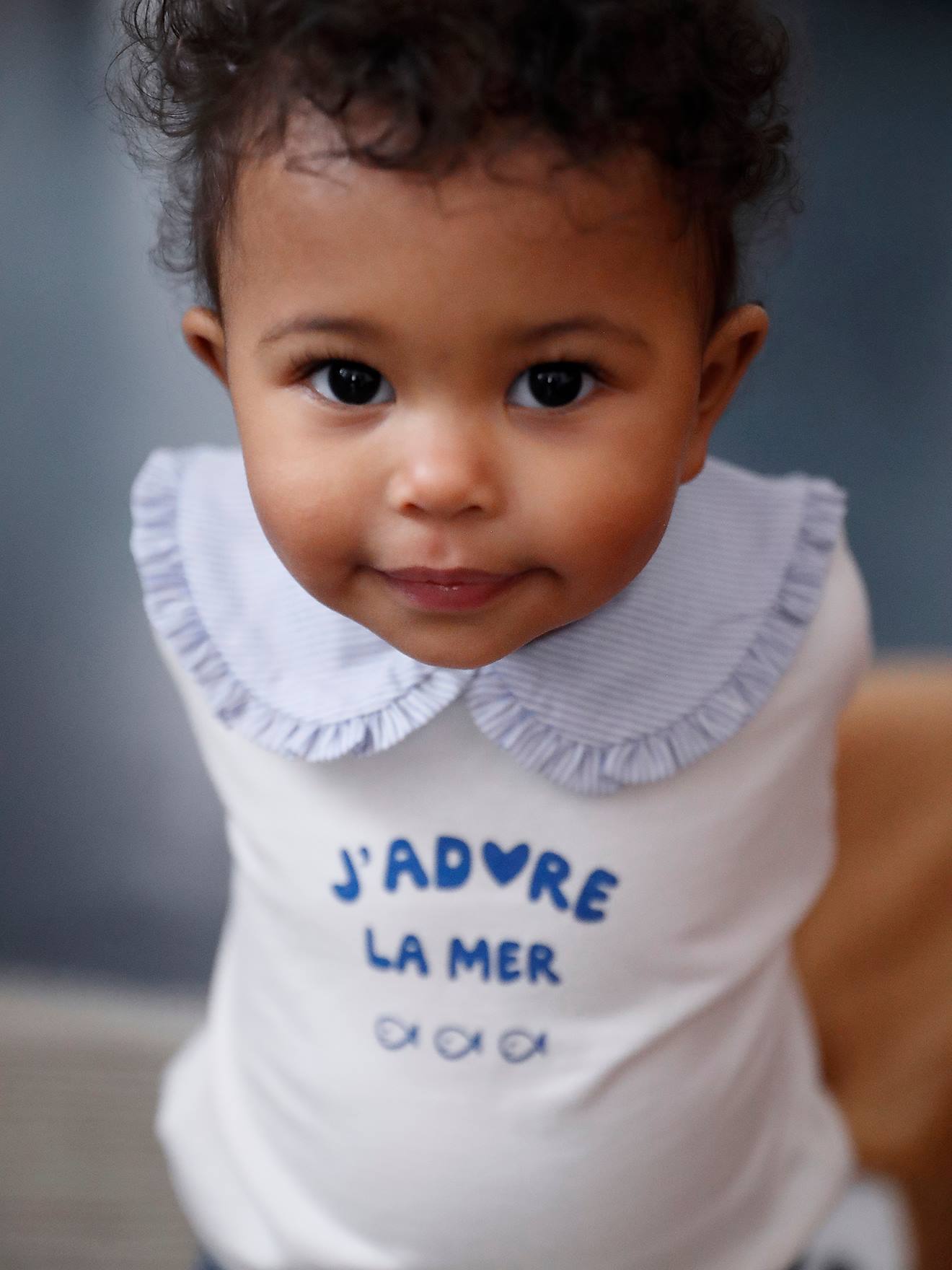 Sweat bébé à col Claudine écru