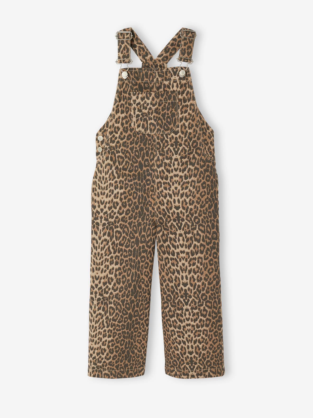 Salopette fille imprimée léopard