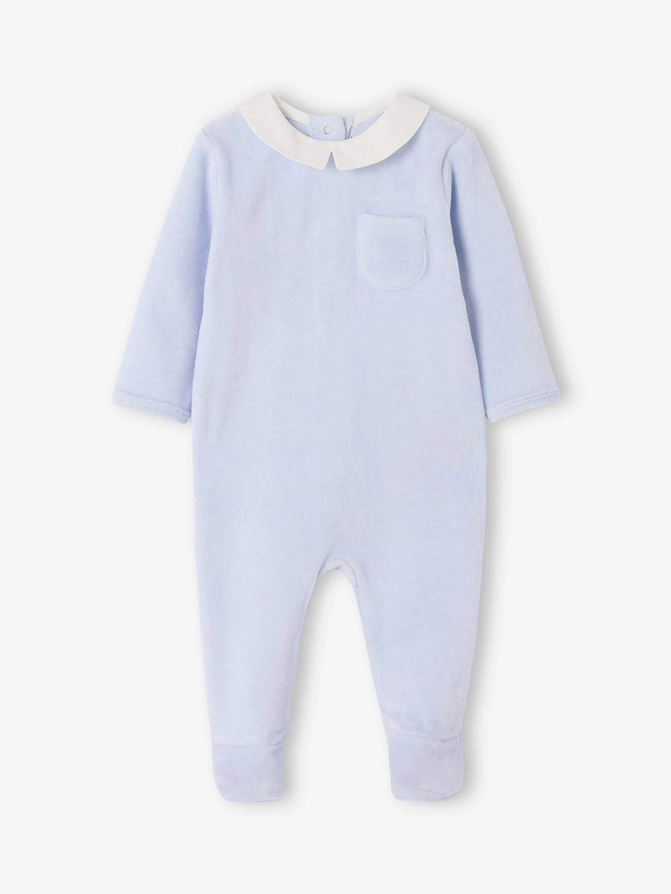 Pyjama bébé en velours personnalisable bleu ciel