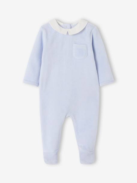 Envie De Fraise - Pyjama bébé en velours personnalisable bleu ciel