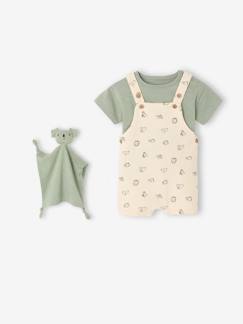 -Coffret 3 pièces tee-shirt + salopette + doudou bébé personnalisable