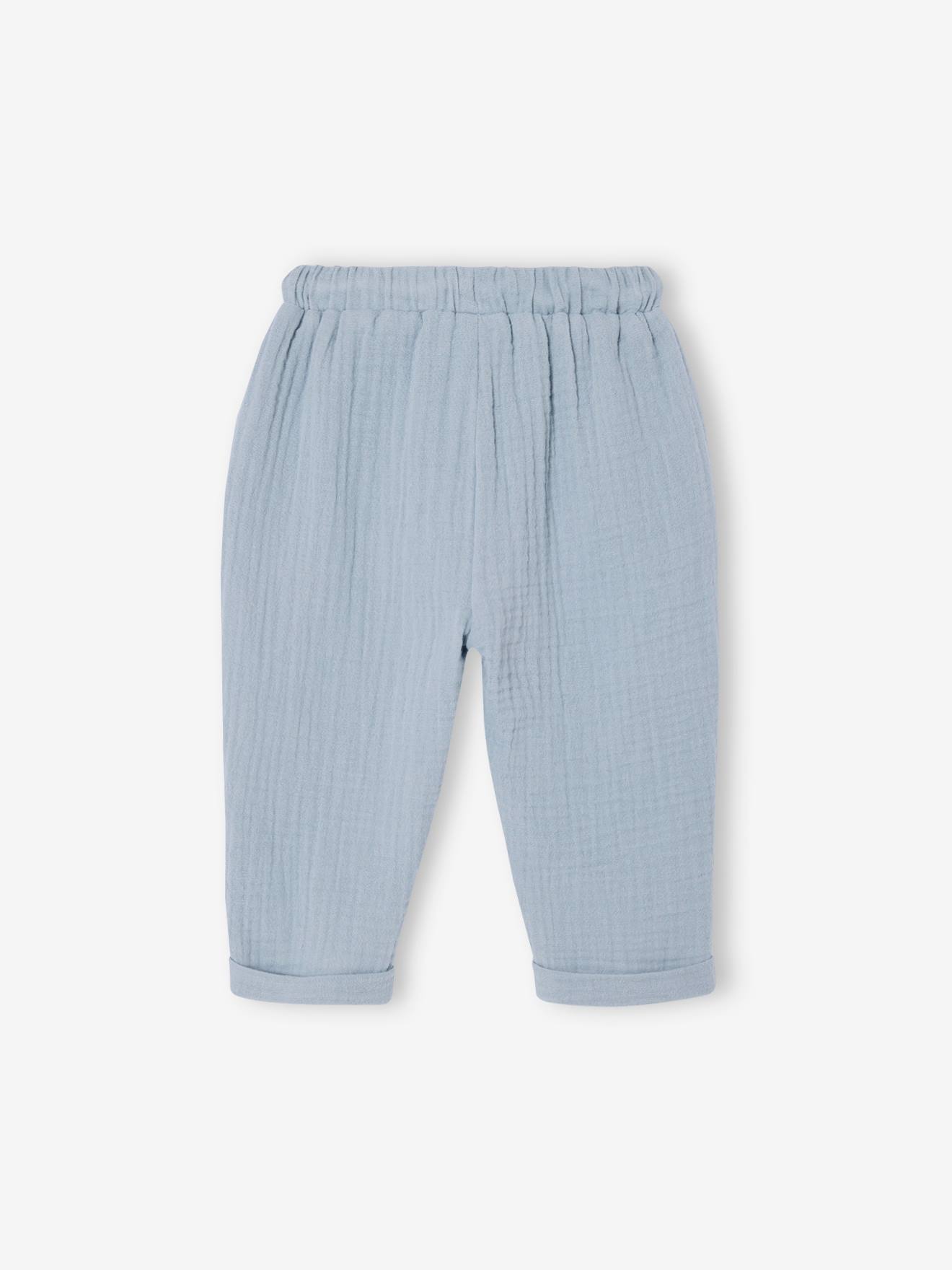 VERTBAUDET Pantalon Coupe Sarouel En Gaze De Coton Pour Bébé Garçon - Confort Doux