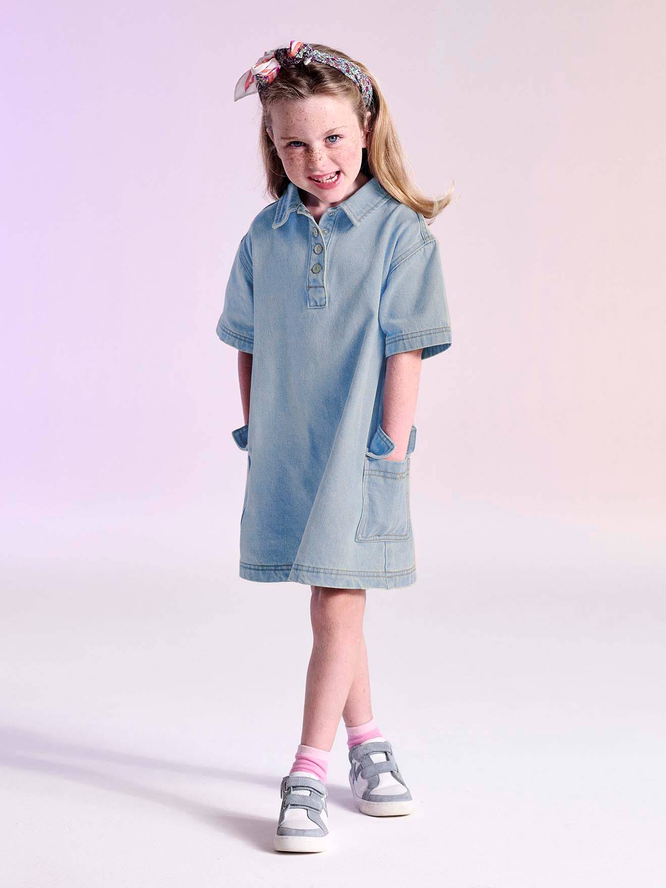 Robe en jean fille bleu clair